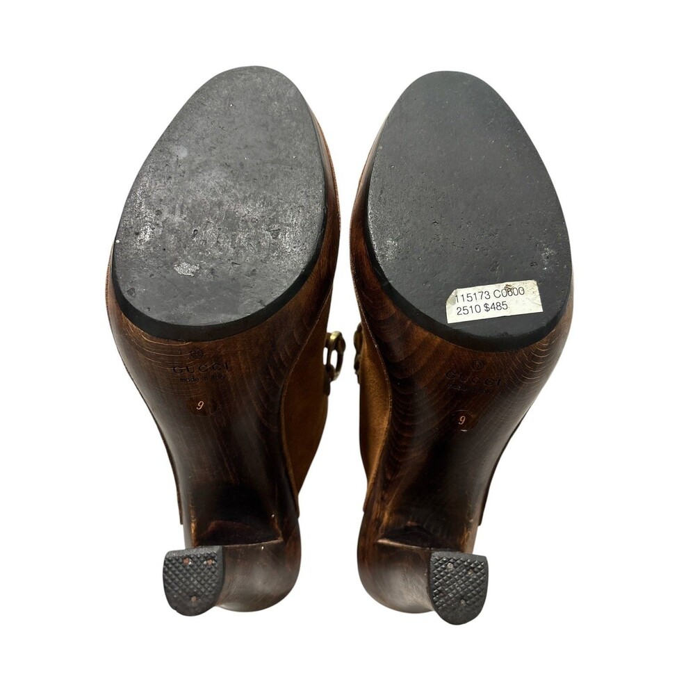 Y2K Gucci Brown Suede Horsebit Platform Mule Clogs Heels Size 7.5 Made in Italy - Picture 7 of 13